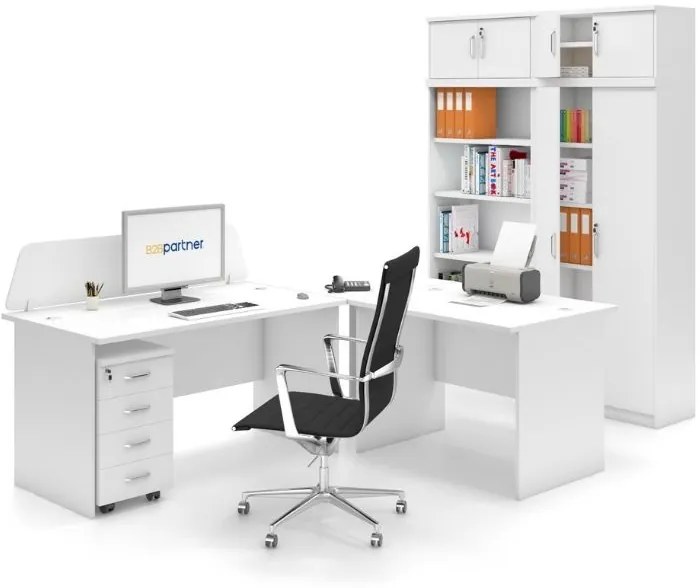 Kancelársky pracovný stôl MIRELLI A+, rovný, dĺžka 1600 mm, biela