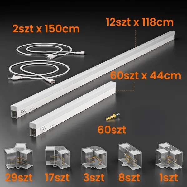 LED Stropné svietidlo LED/696W/85-265V 4000K 484x243 cm CRI 90 IP54 biela