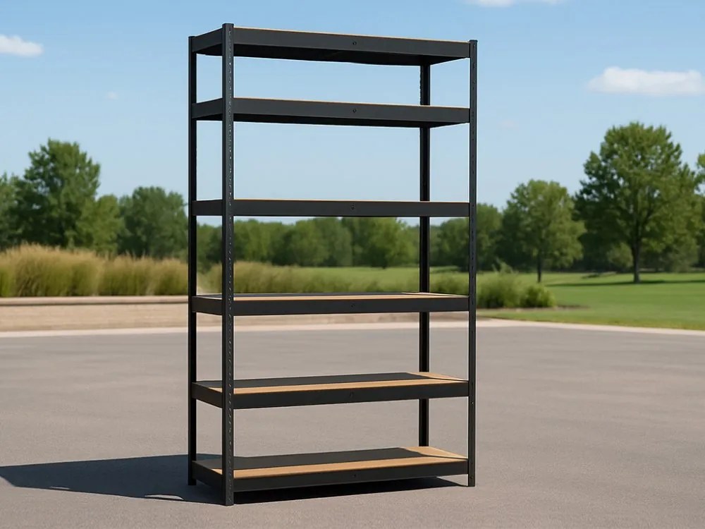 Regál 240x90x50 cm lakovaný 6-policový, nosnosť 1050 kg - čierny