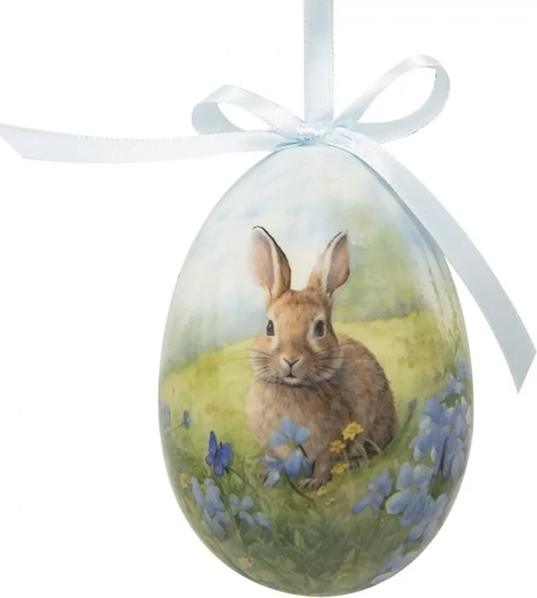 6ks dekorácie závesné vajíčko s zajačikmi Spring Egg - Ø 7*10 cm