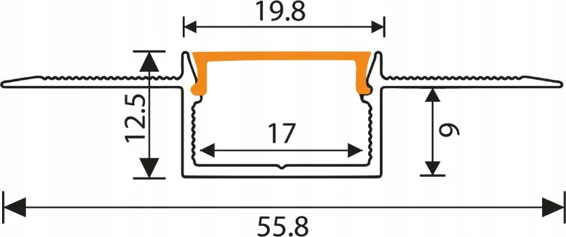 ECOLIGHT Zapustený hliníkový eloxovaný profil - sada 2m