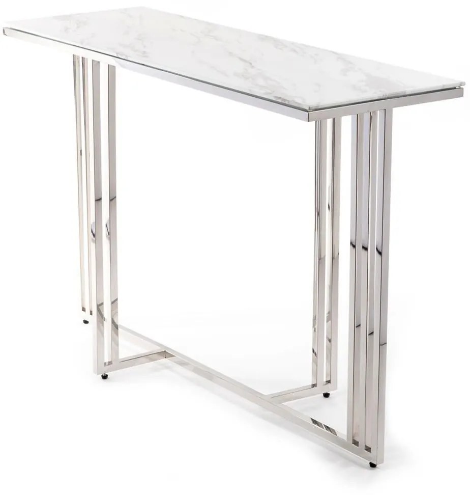 Konferenčný stolík AMAGAT 120 cm strieborný/biely mramor
