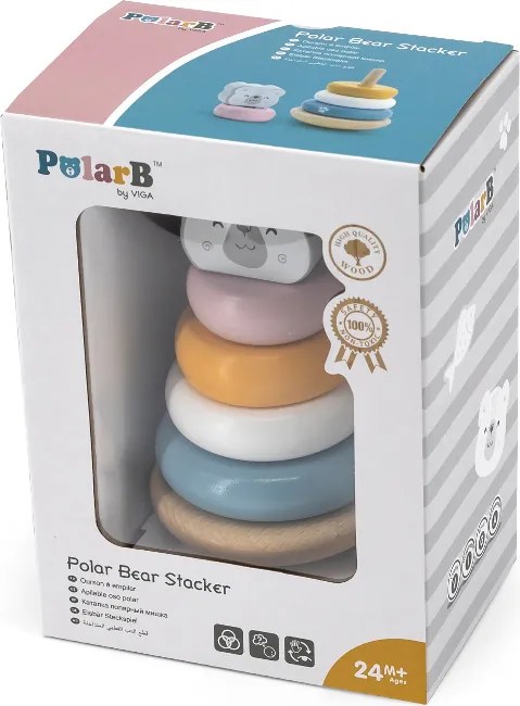 Stohovacia pyramída s medvedíkom v pastelových farbách