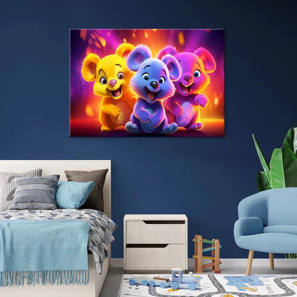 Obraz na plátně, Neonoví medvědi abstraktní - 120x80 cm
