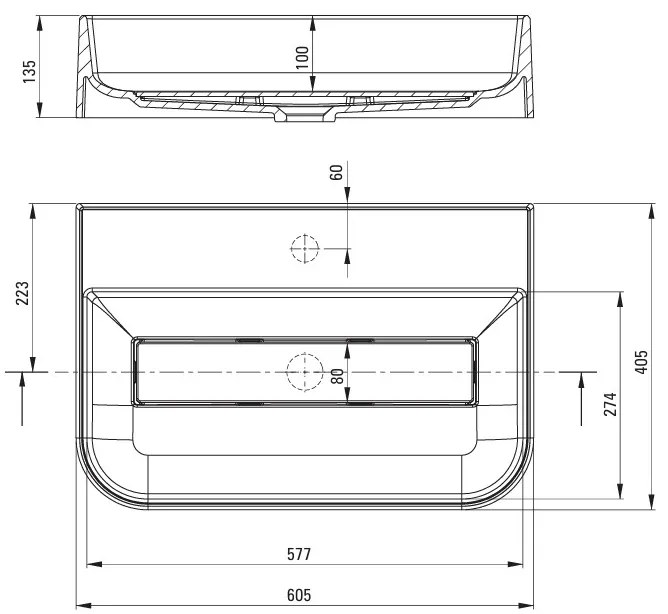 Deante Arnika, granitové umývadlo na dosku 605x405x135 mm, šedá, DEA-CQA_SU6S