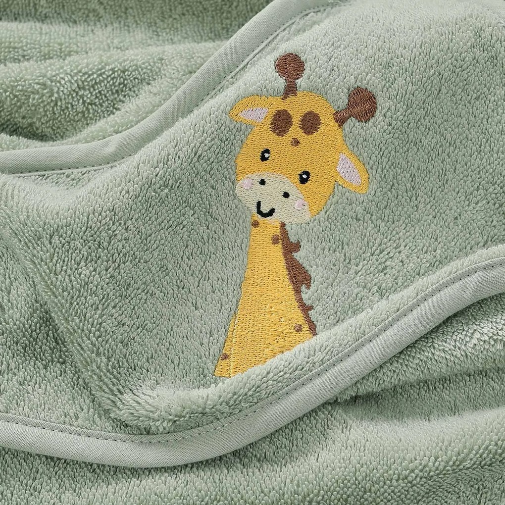 Goldea detská froté osuška s kapucňou - žirafa na šalvii 100 x 100 cm