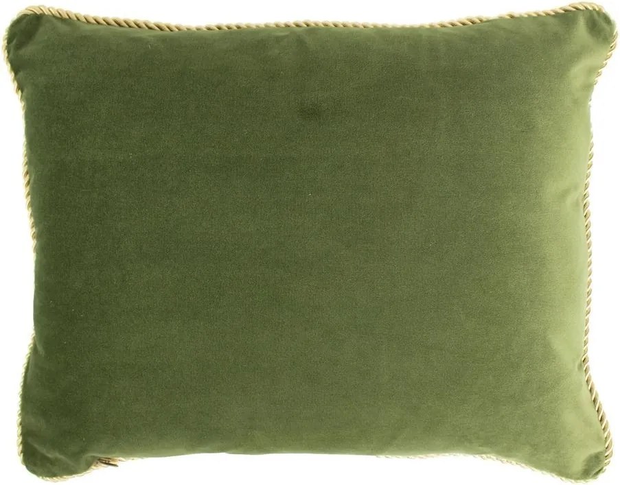 Zelený zamatový vankúš s pleteným lemom - 35 * 45 * 10cm