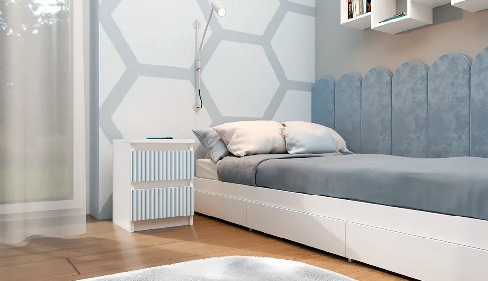 Detský nočný stolík MALWA M2 ARTESO bielo-modrý