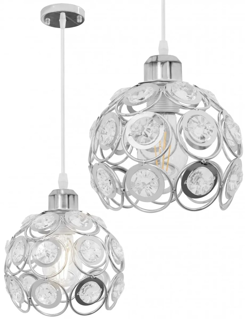 Stropné svietidlo TooLight Loft Crystal I strieborné