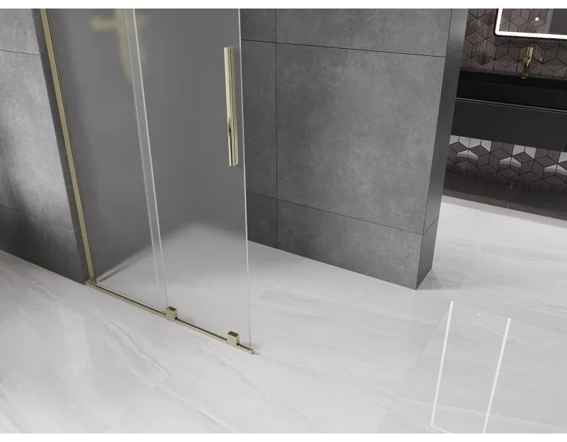 Mexen Velar L, posuvná sprchová zástena Walk-in 120 x 200 cm, 8mm sklo námraza, zlatá lesklá, 871-120-003-33-50