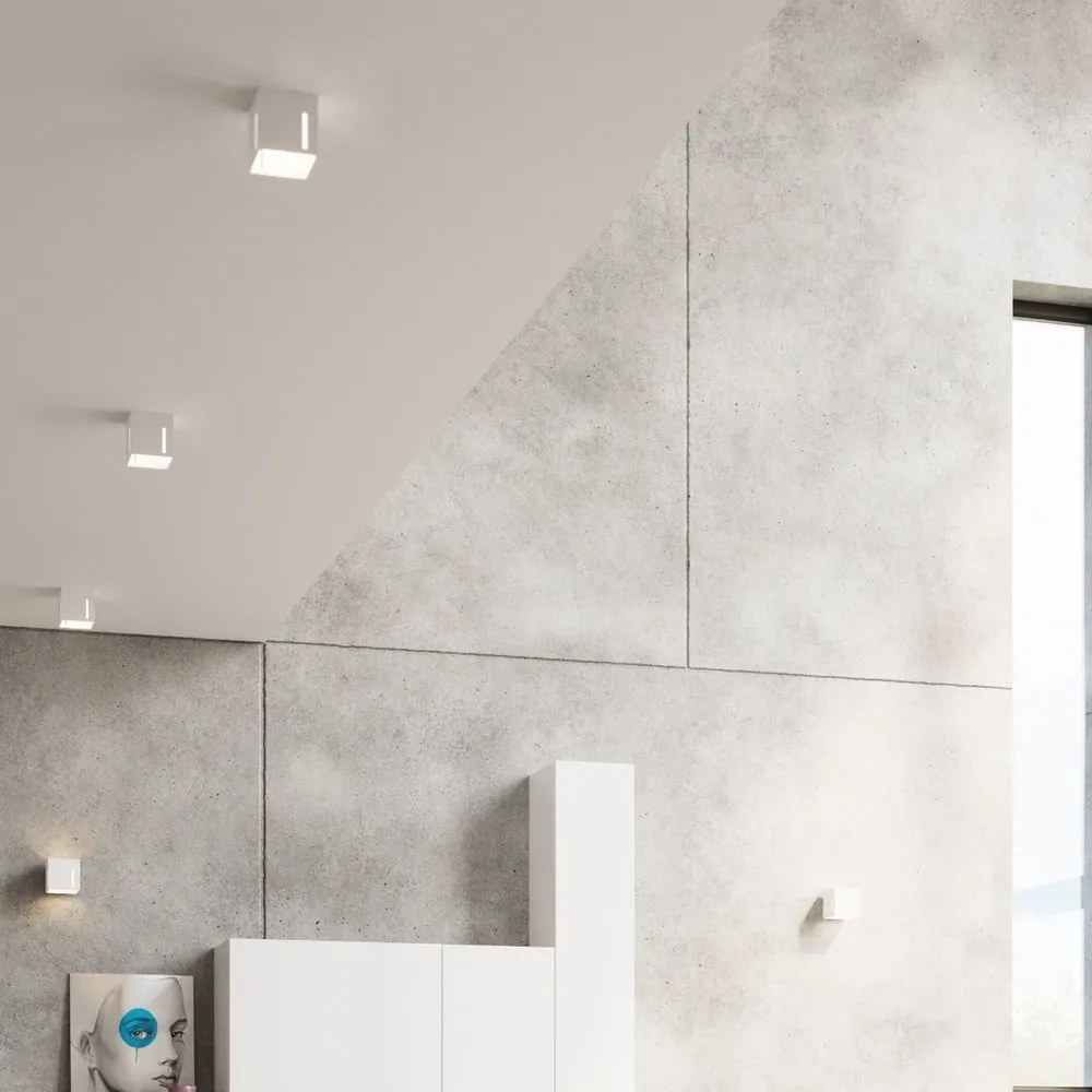 Biele stropné svietidlo s kovovým tienidlom 10x10 cm Pax – Sollux