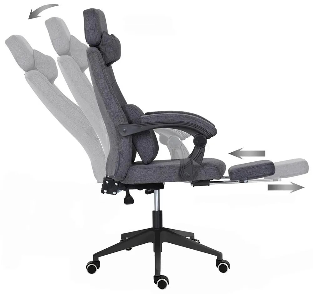 Kancelárska otočná stolička s opierkou hlavy - rôzne farby, tmavosivá