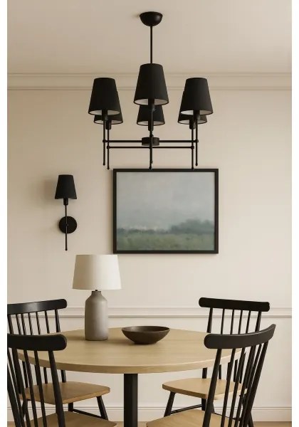 Luster na tyči MADELA 5xE14/40W/230V čierna