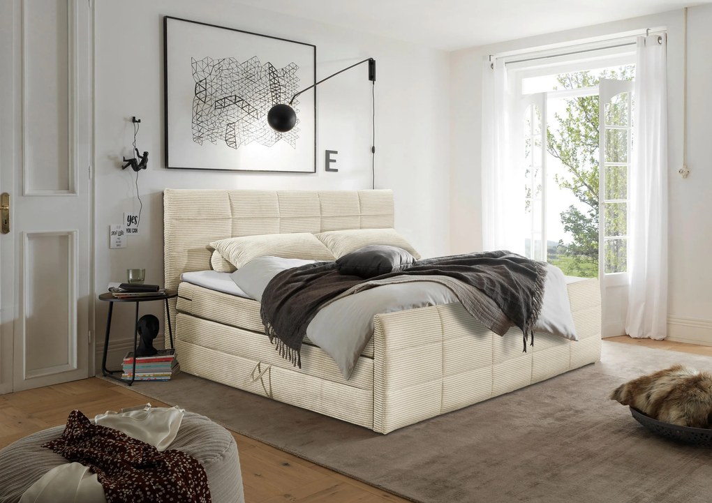 XXXLutz BOXSPRINGOVÁ POSTEĽ, 180/200 cm, krémová MID.YOU - Online Only spálne - 002220045109