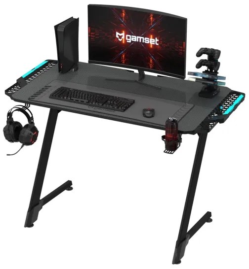 Herný stôl SNAKE s LED RGB podsvietením 100x60 cm čierna