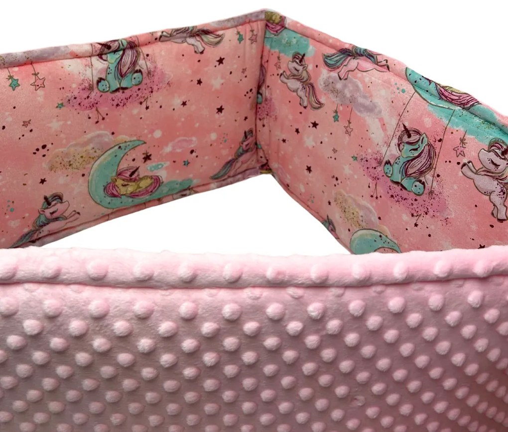 INTERMEDIC SK Mantinel do postieľky Unicorn / minky ružová – 180x30 cm