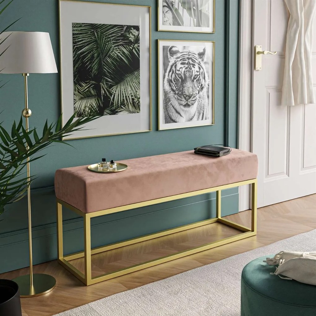 ČALÚNENÝ TABURET / LAVICA CLAUDIO 2 + ZLATÝ PODSTAVEC