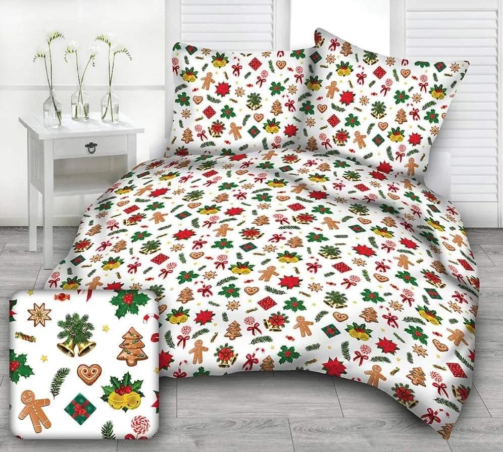Vianočná posteľná obliečka Perník 140x200/70x90 cm