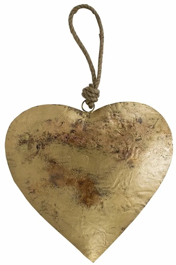 Dekorácie závesné zlaté retro srdce na povrázku - 52 * 31 * 31cm