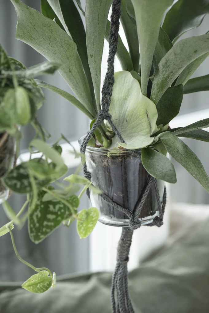 IB LAURSEN Jutový záves na kvetináč Grey 95 cm