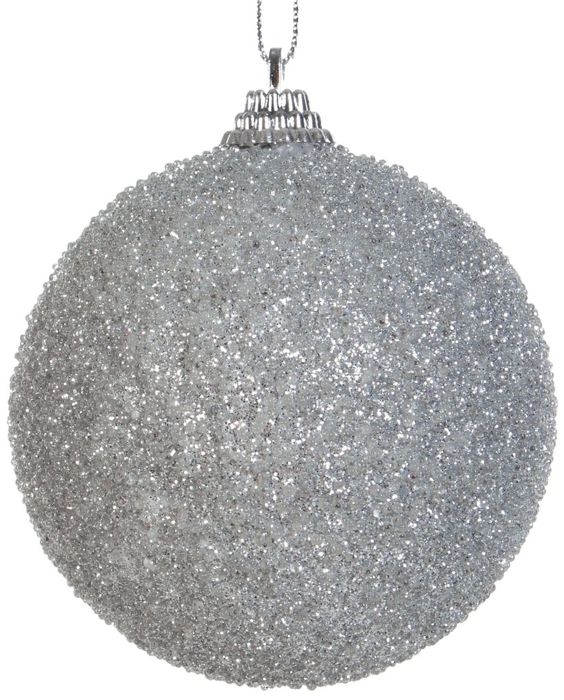 VIANOČNÁ BANKA NA STROMČEK SADA 4 KS (FI) 8 CM STRIEBORNÁ