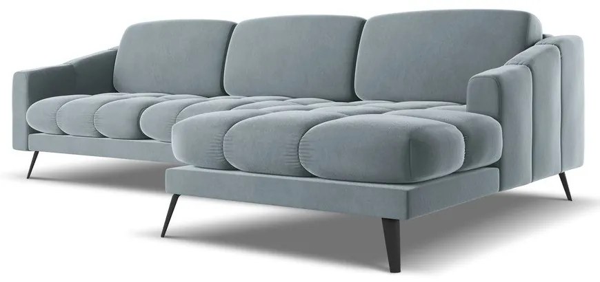 Svetlomodrá zamatová rohová pohovka (pravý roh) Nalu – Makamii