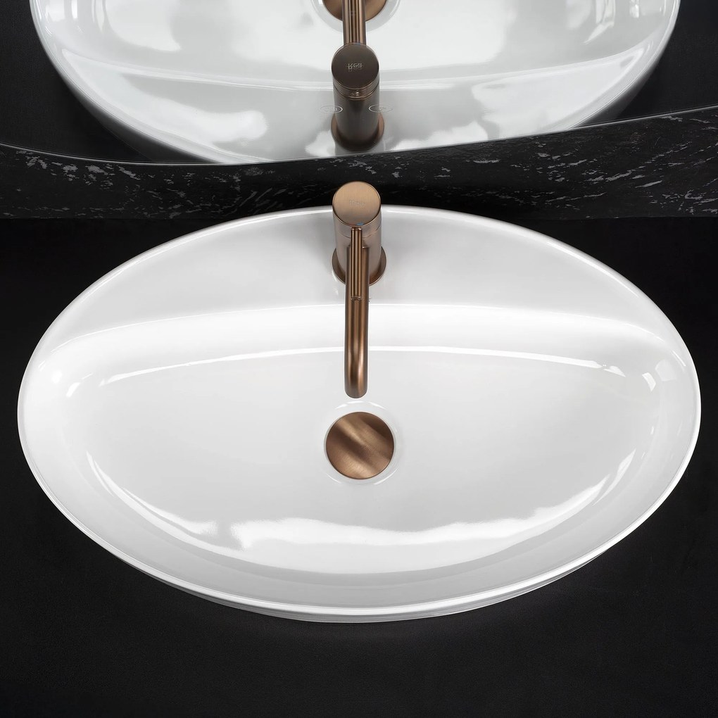 Rea Nastazja, umývadlo na dosku 610x375x105 mm, biela lesklá, REA-U6359