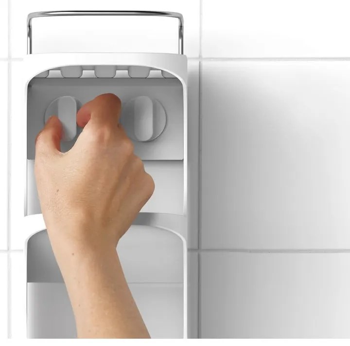 Biela samodržiaca plastová kúpeľňová polička Capsule - Joseph Joseph