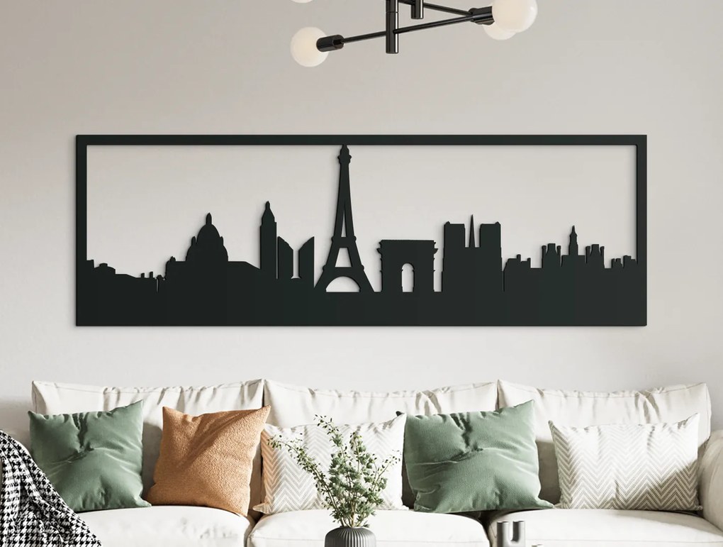 drevko Obraz Paríž panoráma Rozmer obrazu: 29,5 x 89 cm, Farba dekorácie: Čierna