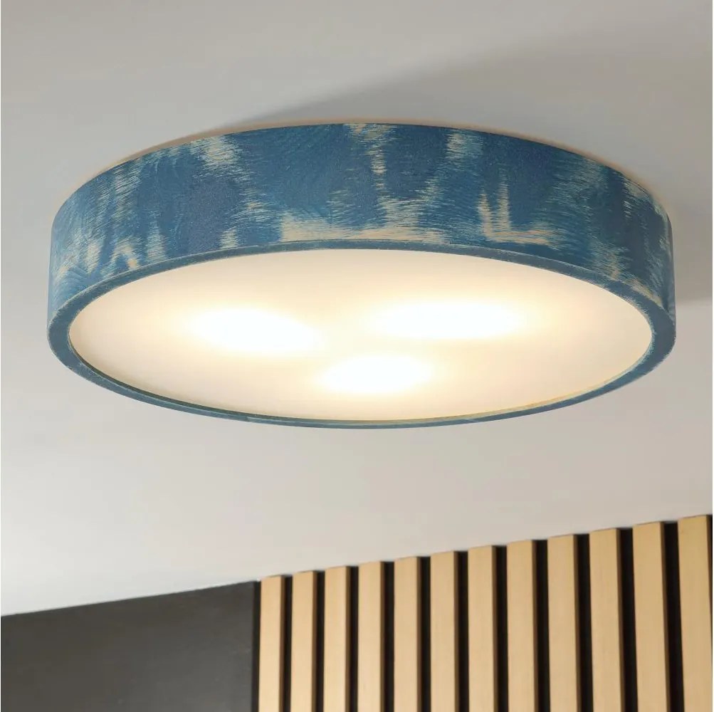 Brilagi - Stropné svietidlo PINO 3xE27/15W/230V borovica/modrá pr. 47,5 cm