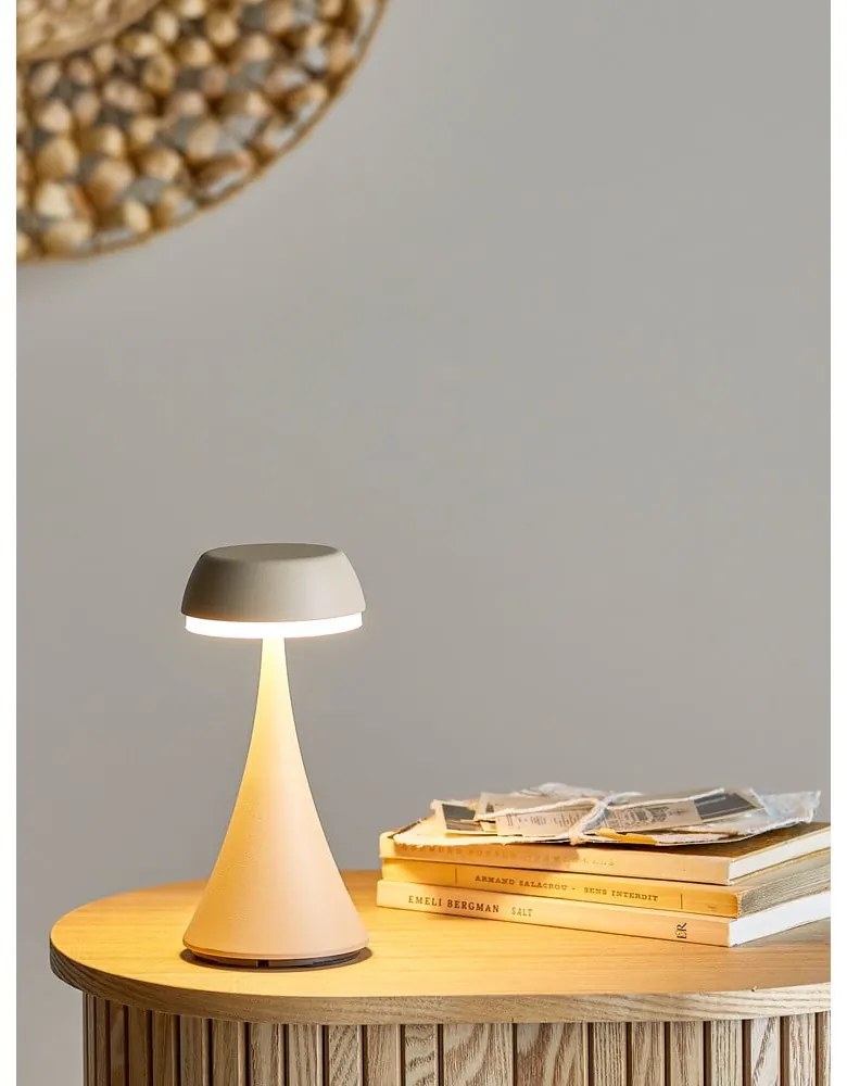 Béžová LED stolová lampa s kovovým tienidlom (výška 17,5 cm) Pepple – Bloomingville