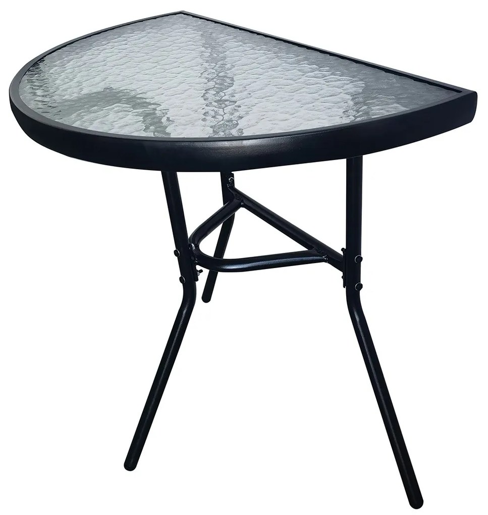 Záhradný stolík MODERN polkruhový 60 cm čierny