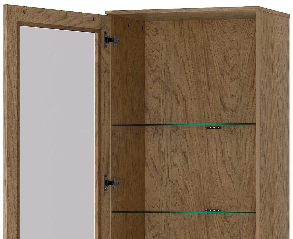 Vitrína Cozy 10 z masivu s LED osvětlením 65 cm dub Rustikal