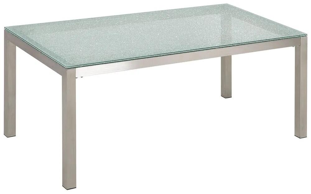 Sada záhradného nábytku stôl s bielou sklenenou doskou 180 x 90 cm 6 sivých stoličiek GROSSETO Beliani