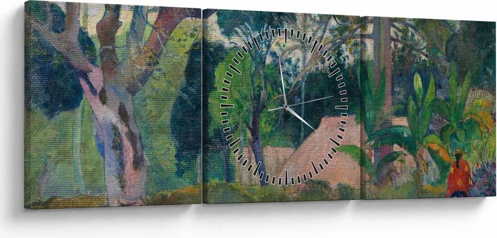 Obraz - Paul Gauguin, Te raau rahi (The Big Tree), reprodukcia (s hodinami) (90x30 cm)