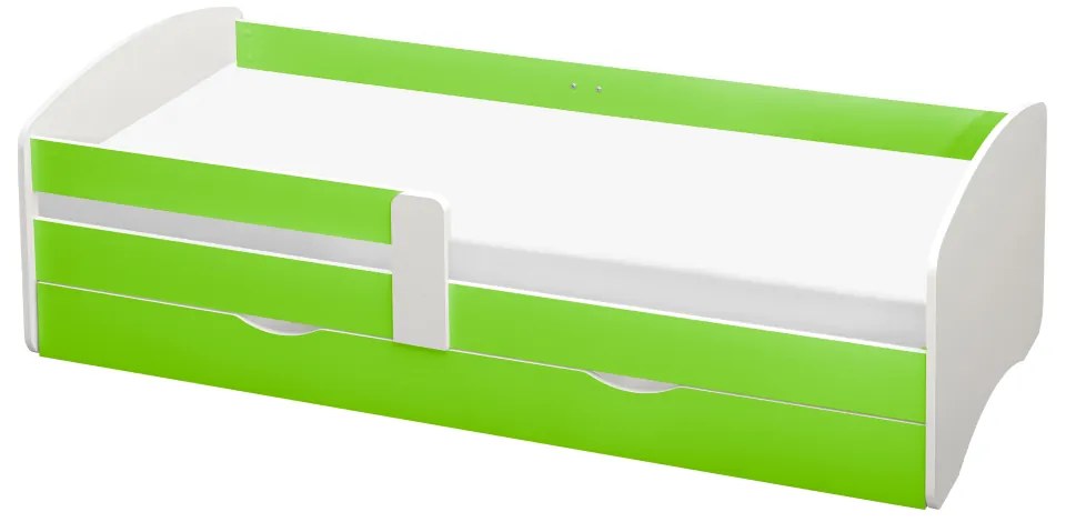 Posteľ s roštom a úložným priestorom 80x160, biela/zelená, COCOLINO
