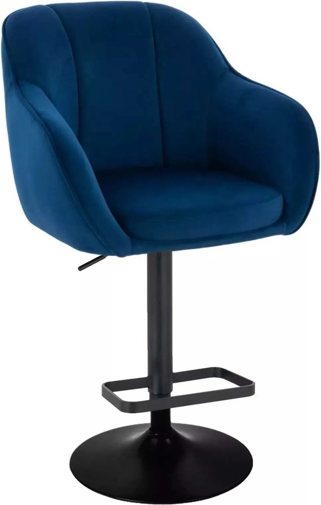 LuxuryForm DESIGN Barová stolička AVOLA VELUR na čiernom tanieri - modrá