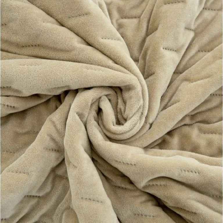 Zamatový prehoz na posteľ ASTRALIA, béžový Rozmer: 170 x 210 cm