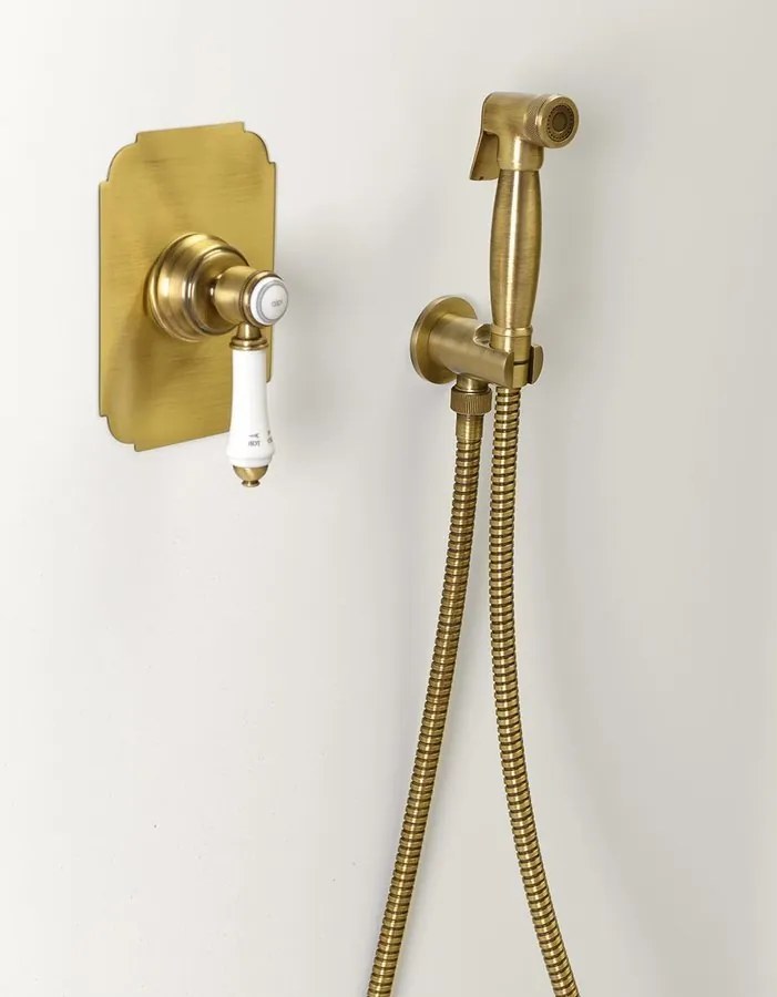 Reitano Rubinetteria Reitano Rubinetteria, Bidetová sprcha retro s hadicou a držiakom sprchy s vyústením, bronz, 9106