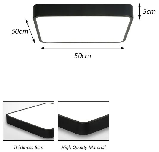 Brilagi - LED stropné svietidlo POOL SQUARE LED/48W/230V 3000/4500/6000K 50x50 cm čiern