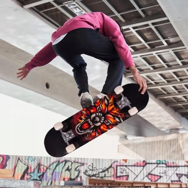 DREVENÝ SKATEBOARD LEV PRE DETI ABEC-5 KOLIESKA 50mm DĹŽKA 77 cm