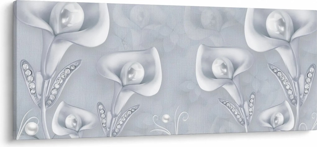 Obraz - Perlové kvety (120x50 cm)