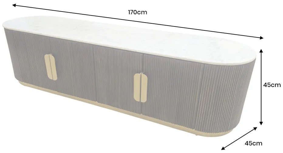Dizajnový TV stolík Daichi 170 cm mango / mramor