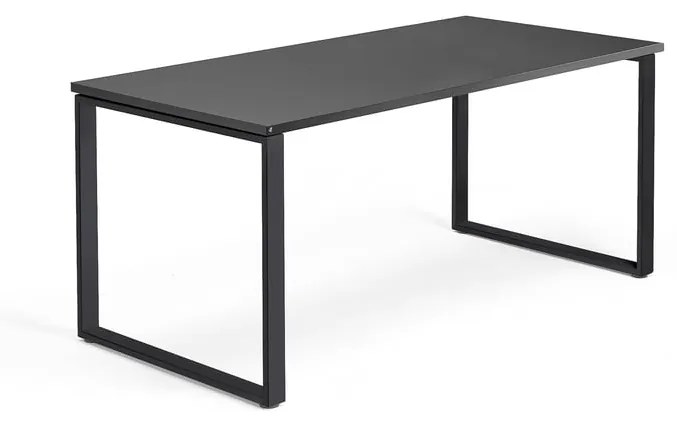 Kancelársky pracovný stôl QBUS, O-rám, 1600x800 mm, čierna/čierna