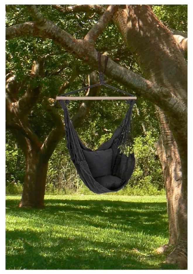 Čierne závesné záhradné kreslo Garden Pleasure Tobago