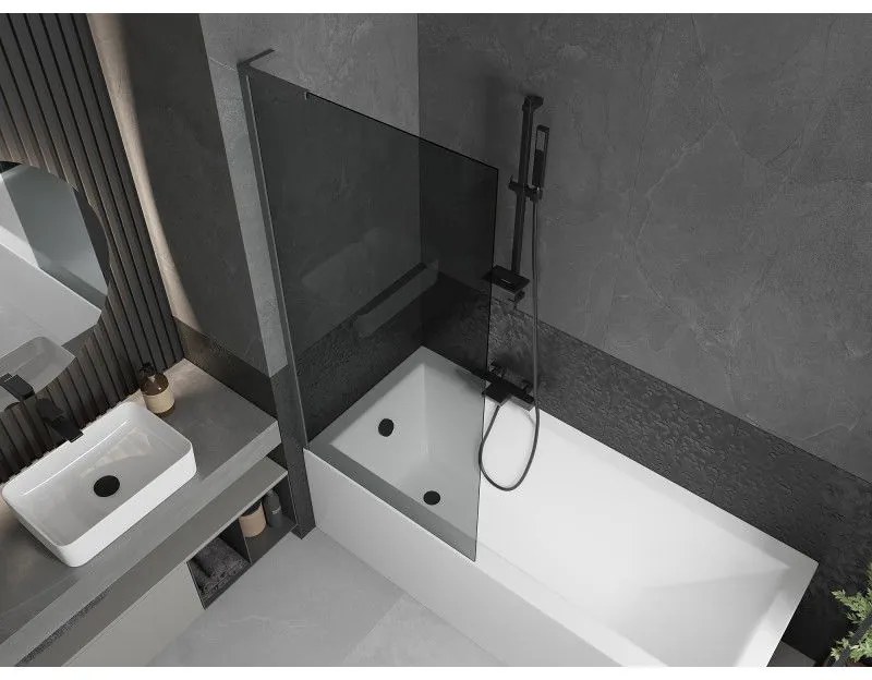 Mexen Next L, 1-krídlová vaňová zástena 80 x 150 cm, 6mm šedé sklo, grafitový profil, 895-080-000-03-40-95