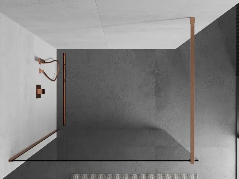 Mexen Kioto, sprchová zásteny typ Walk-In 150 x 200 cm, 8mm číre sklo, medený matný profil, 800-150-101-65-00