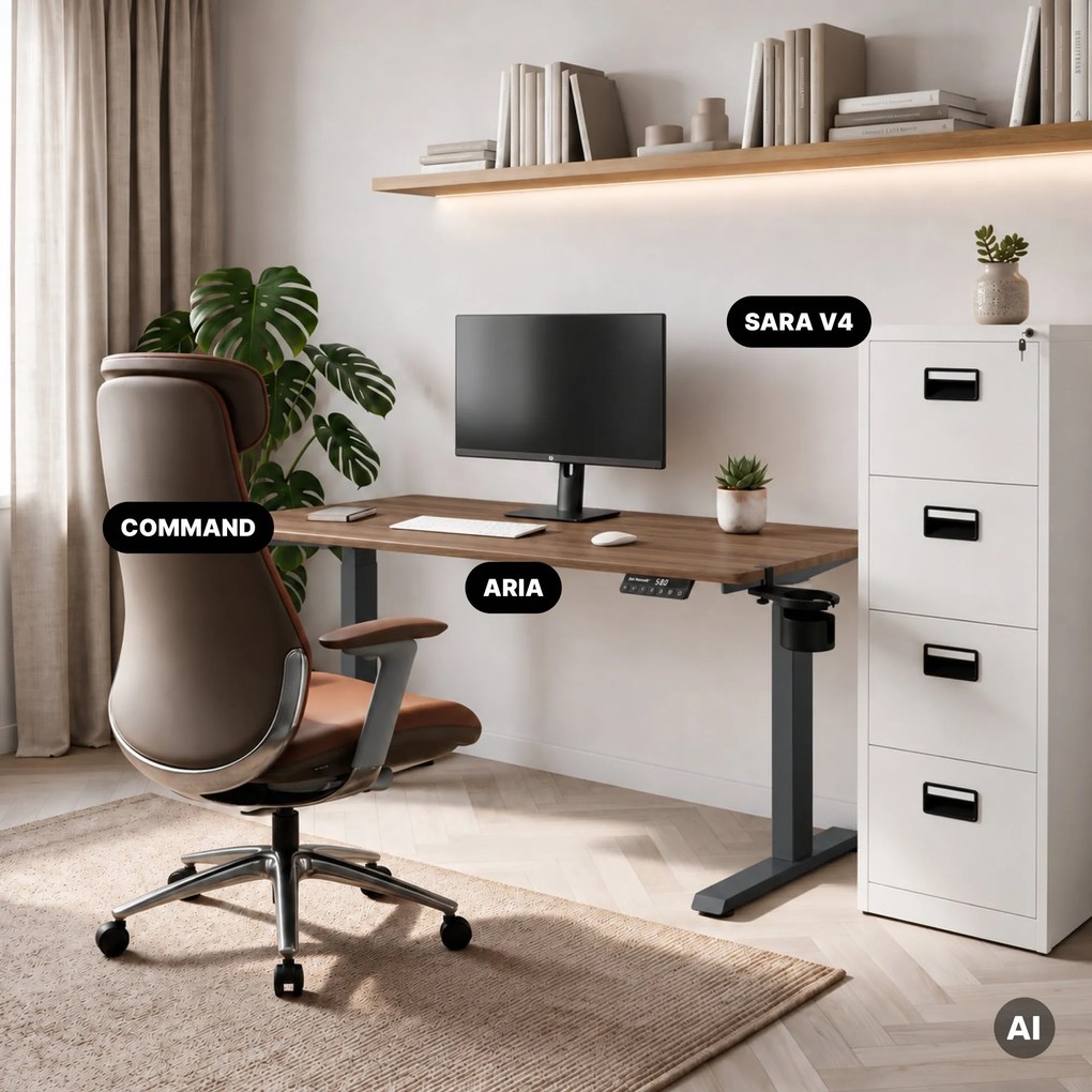 Elektrický stôl s reguláciou výšky ergonomický antracitový/orech,1400x700 mm: ARIA