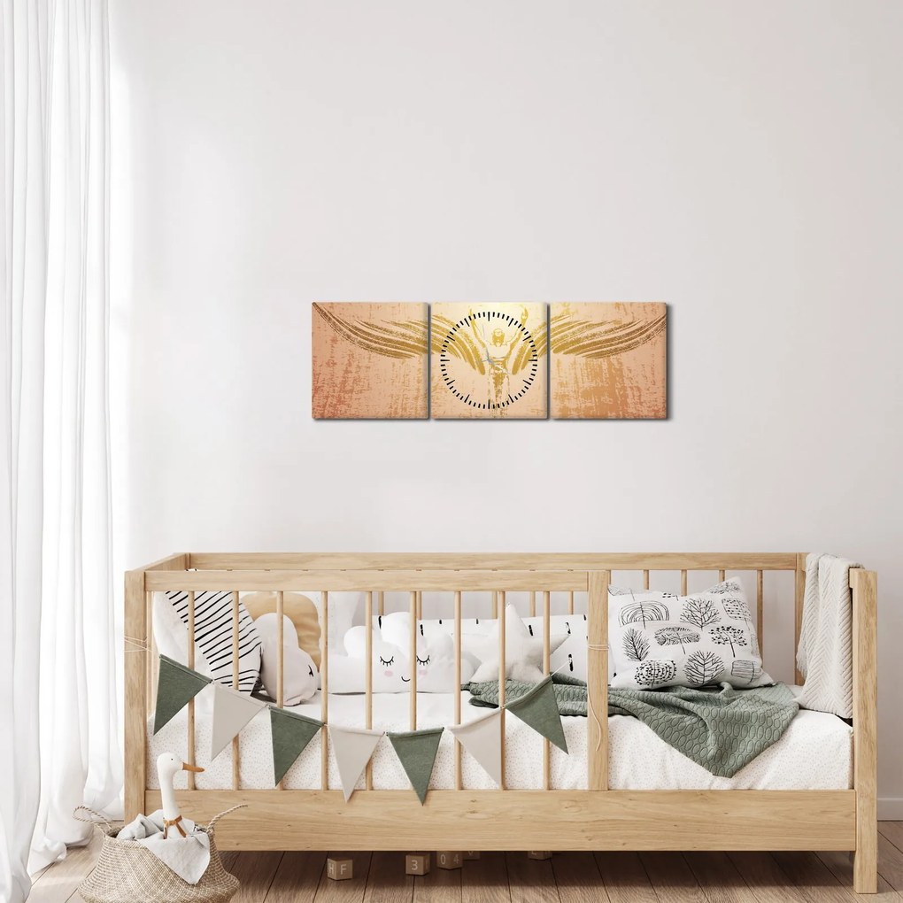 Obraz - Anjelská abstrakcia (s hodinami) (90x30 cm)