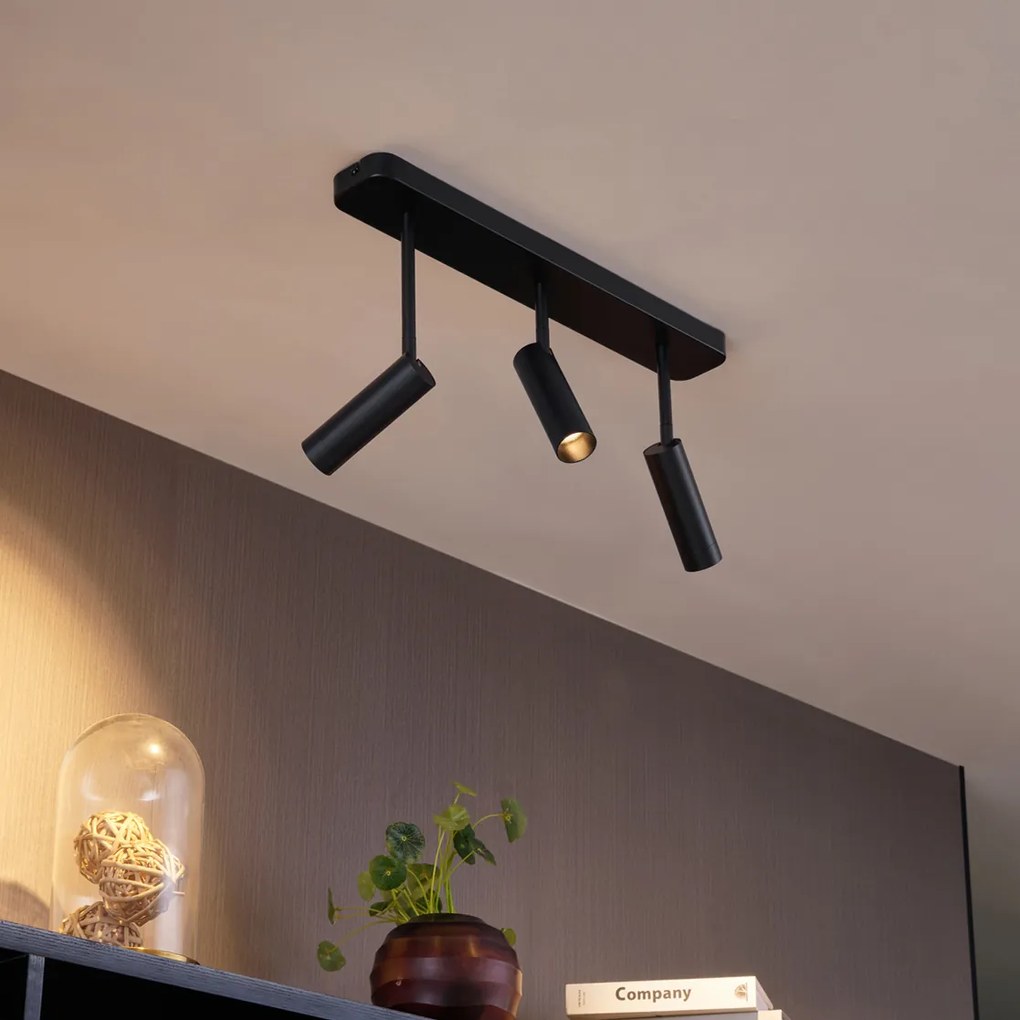 Zaoblené stropné bodové svietidlo čierne GU10 35mm 3-svetelné nastaviteľné - Kate